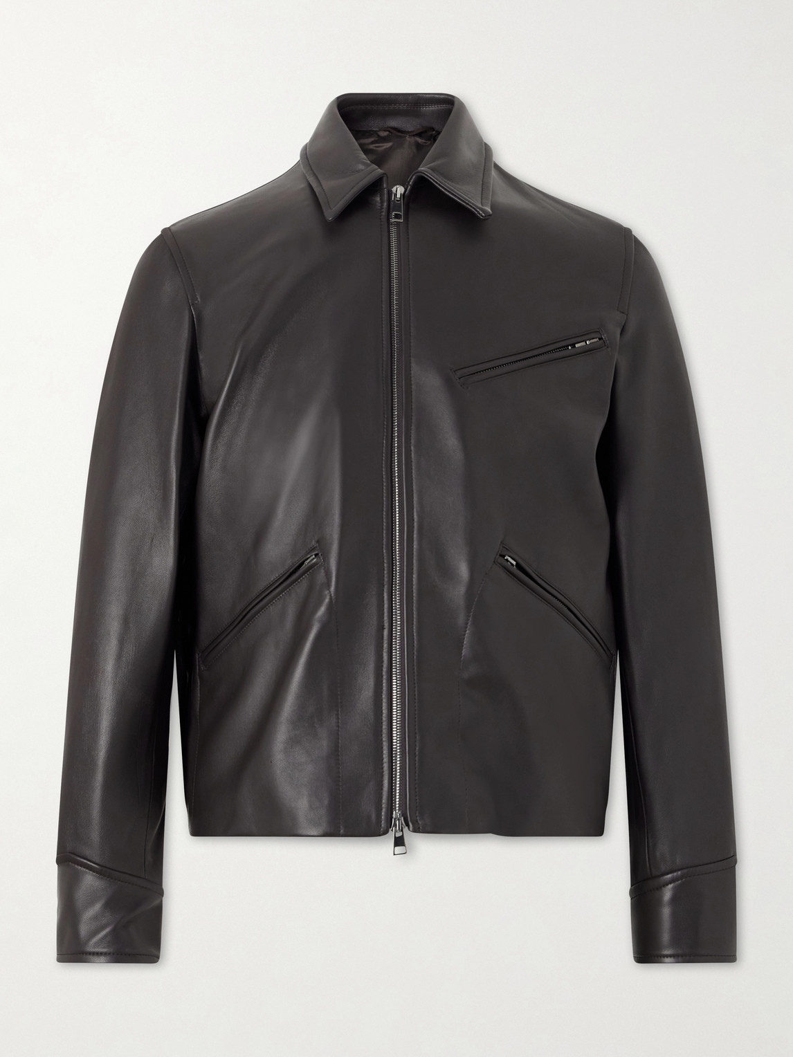 J. Mueser Racer Leather Jacket In Multi