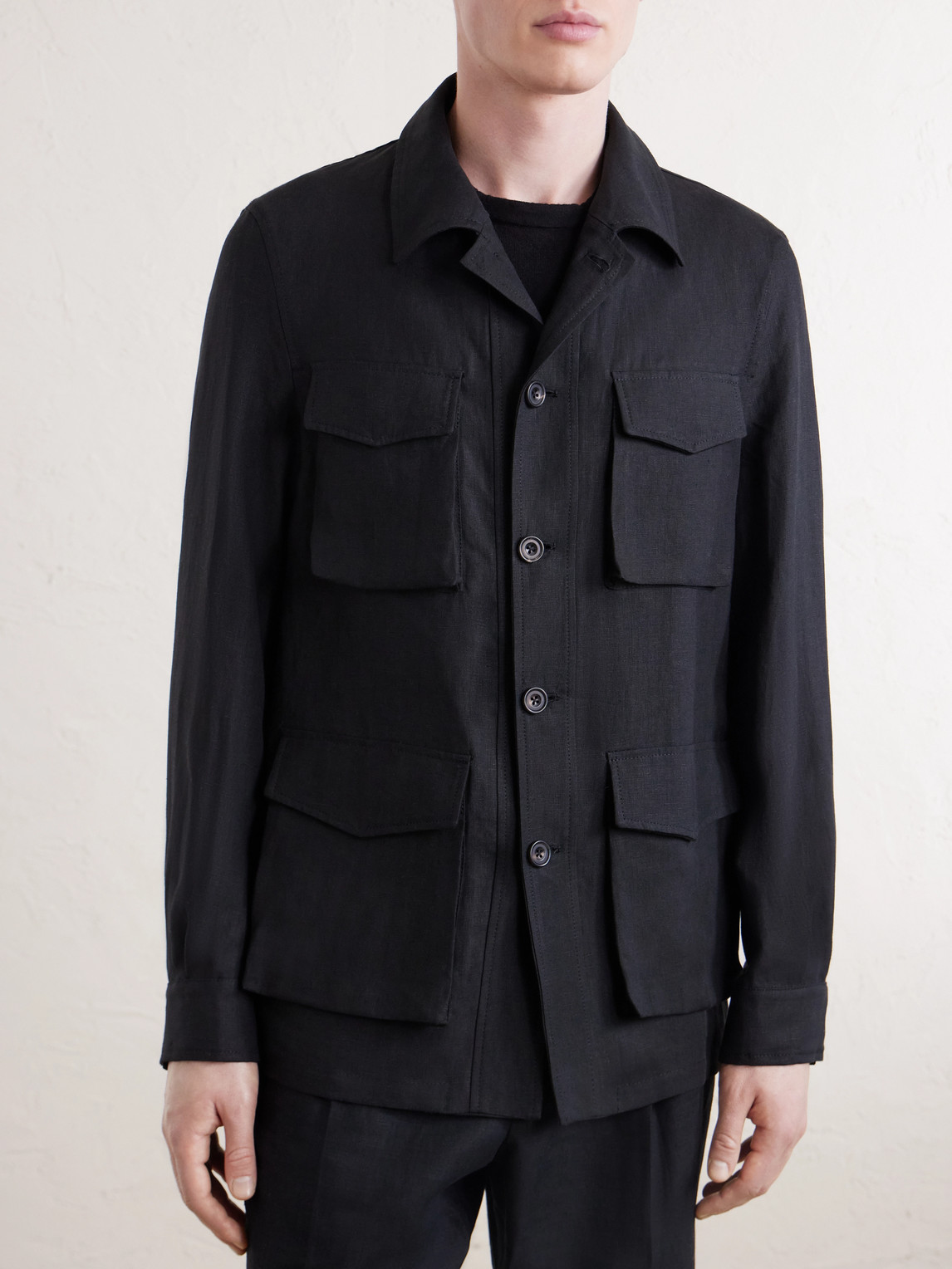  J. Mueser - Safari Linen Jacket - Men - Black - It 46 