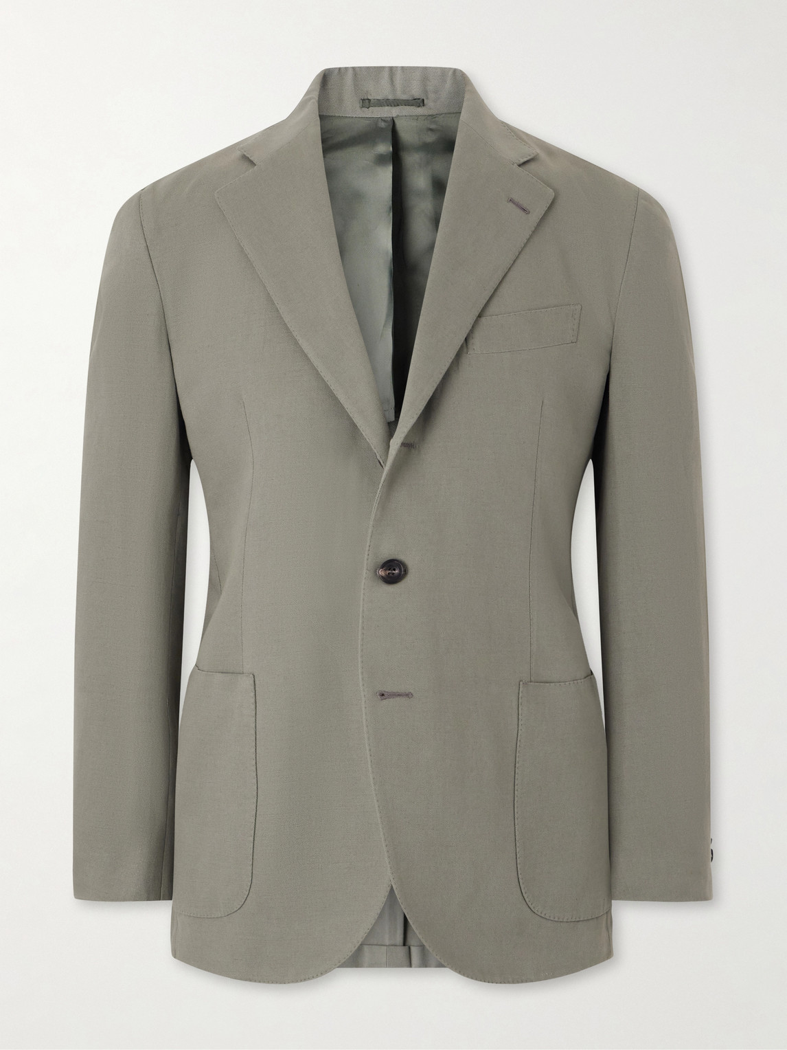 J. Mueser Waverly Cotton And Linen-blend Blazer In Green