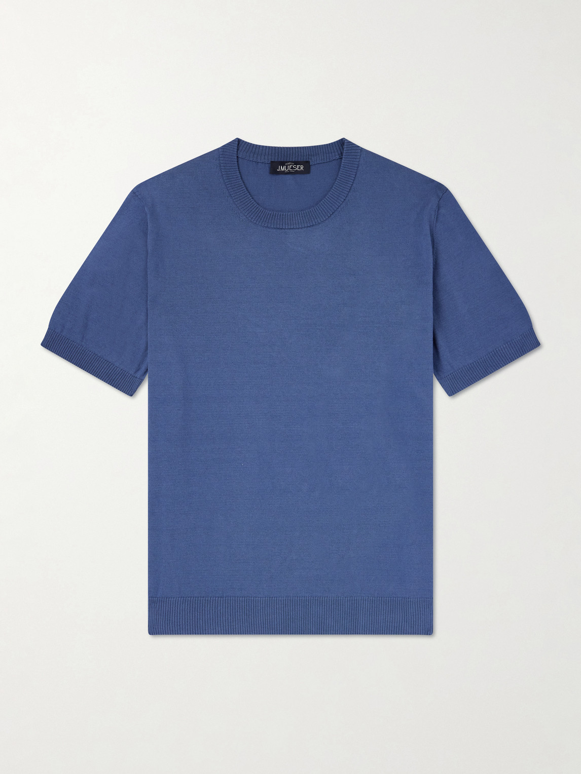 J. Mueser Knitted Cotton T-shirt In Blue