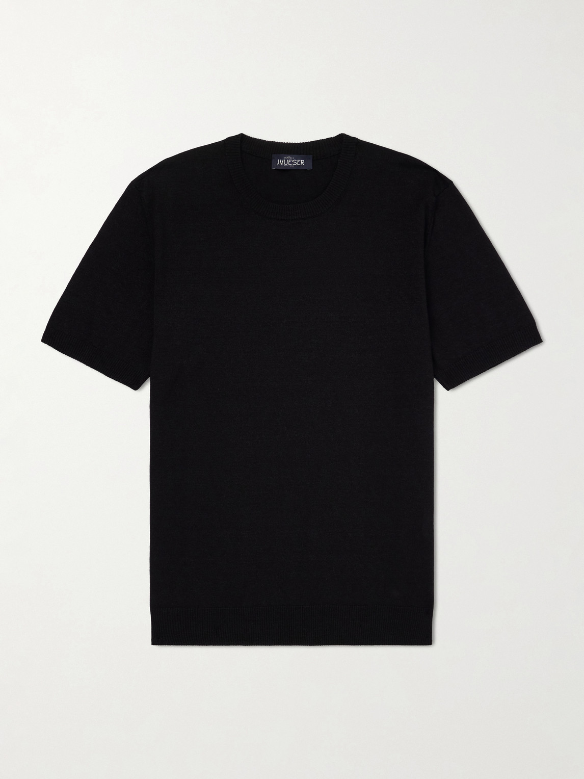 J. Mueser Knitted Linen And Cotton-blend T-shirt In Black