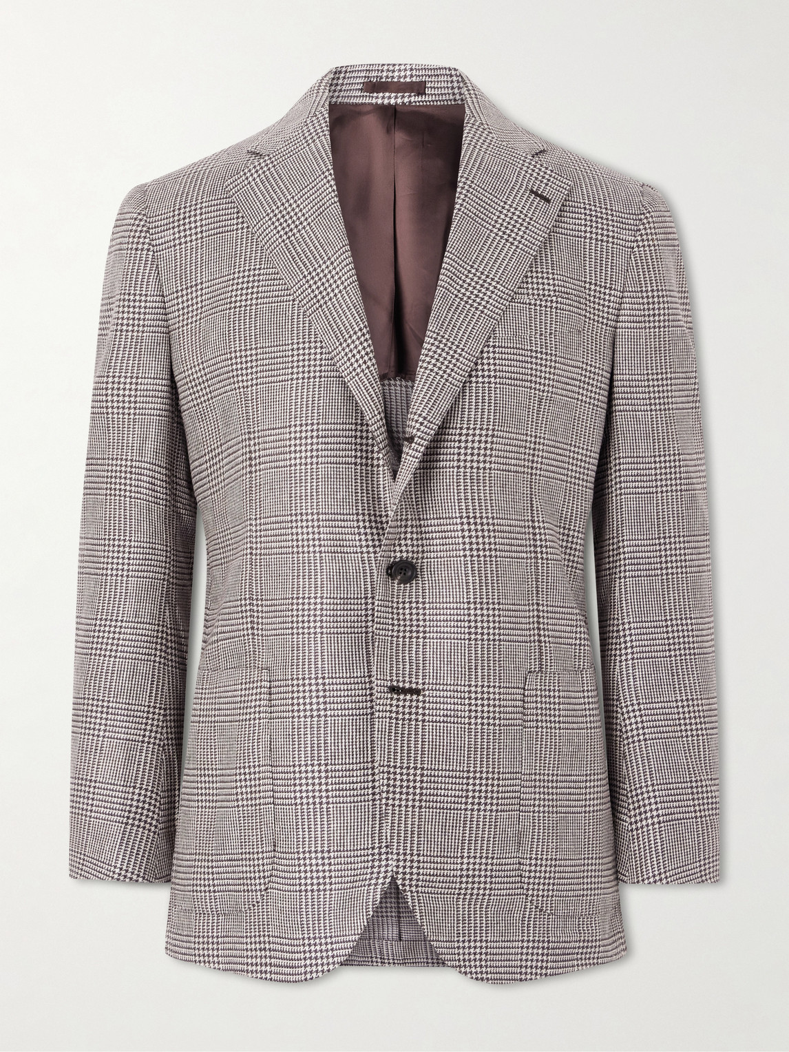 J. Mueser Wavery Prince Of Wales Silk Blazer In Brown