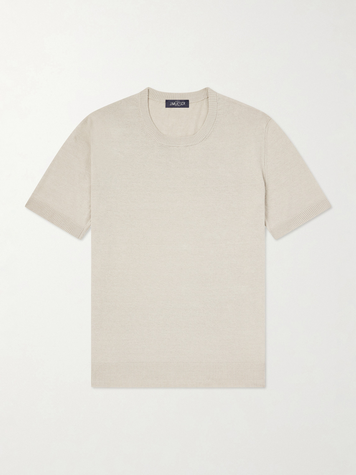 J. Mueser Knitted Linen And Cotton-blend T-shirt In Neutral