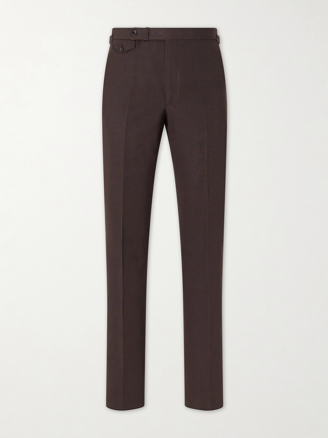 J. Mueser Waverly Straight-leg Cotton And Linen-blend Twill Suit Trousers In Brown