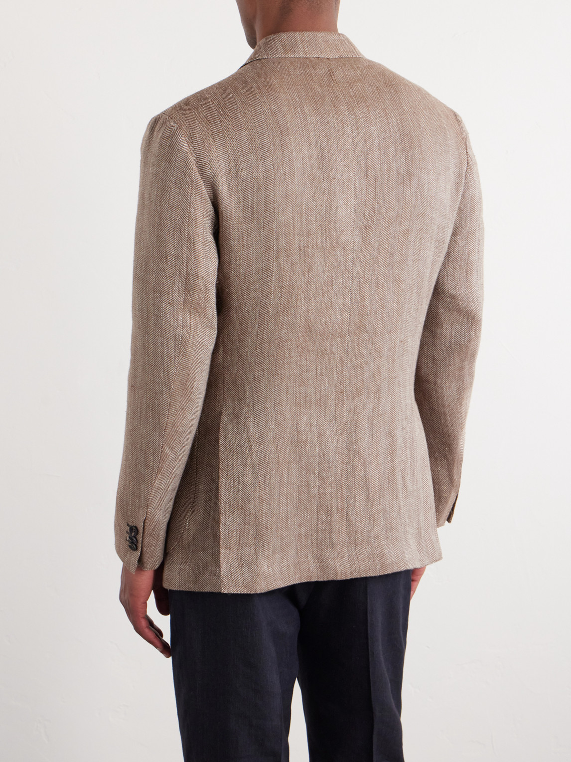  J. Mueser - Herrinbone Linen Blazer - Men - Brown - It 50 