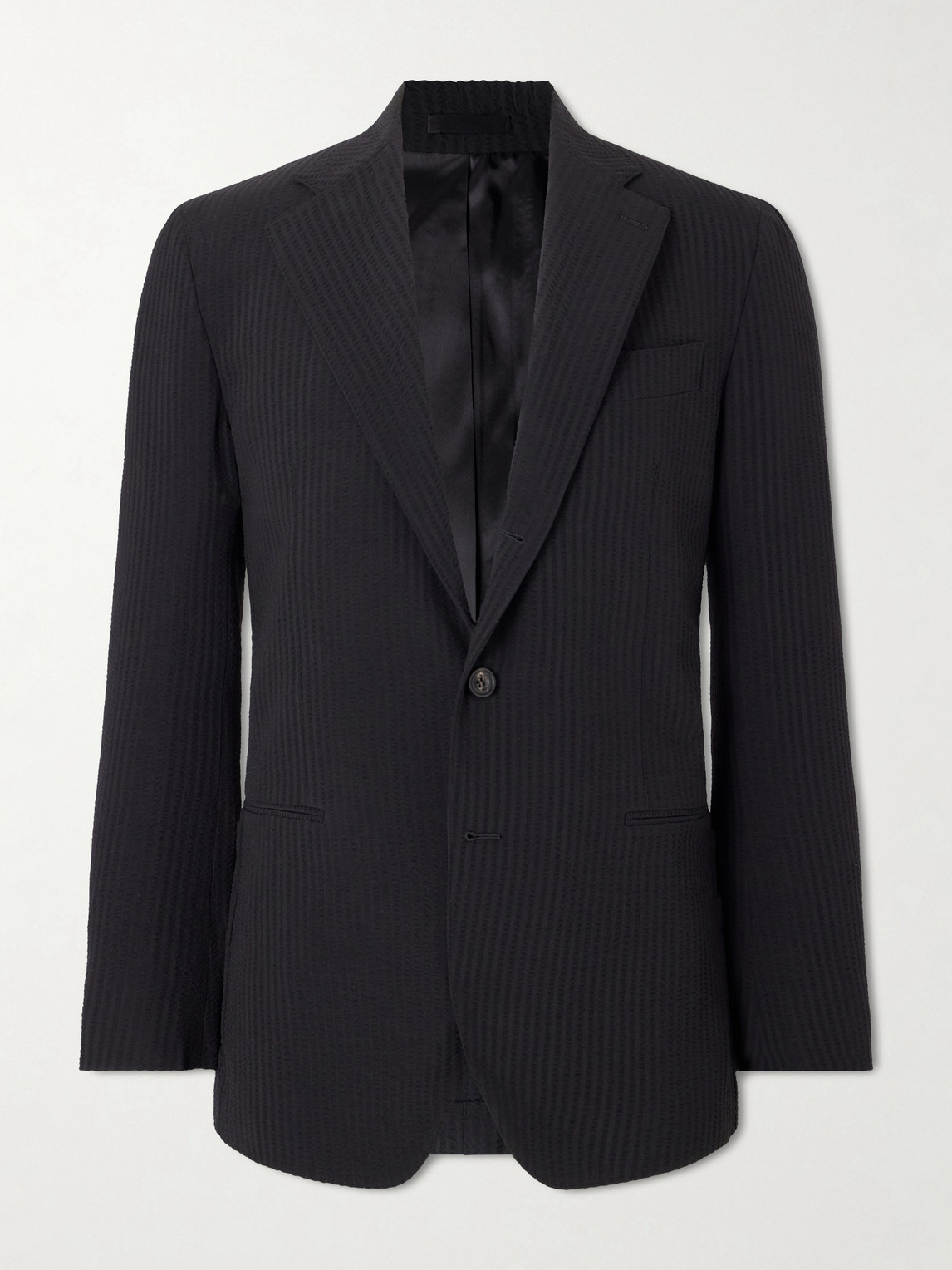 J. Mueser Seersucker Virgin Wool Suit Jacket In Black