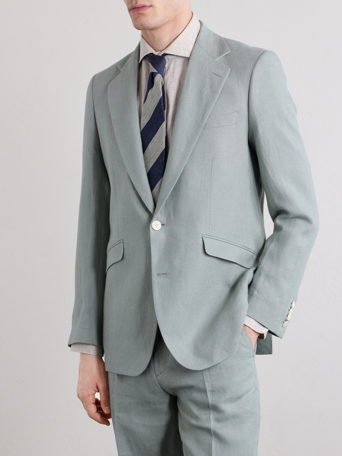  Favourbrook - Cooper Linen Suit Jacket - Men - Green - Uk/us 36 