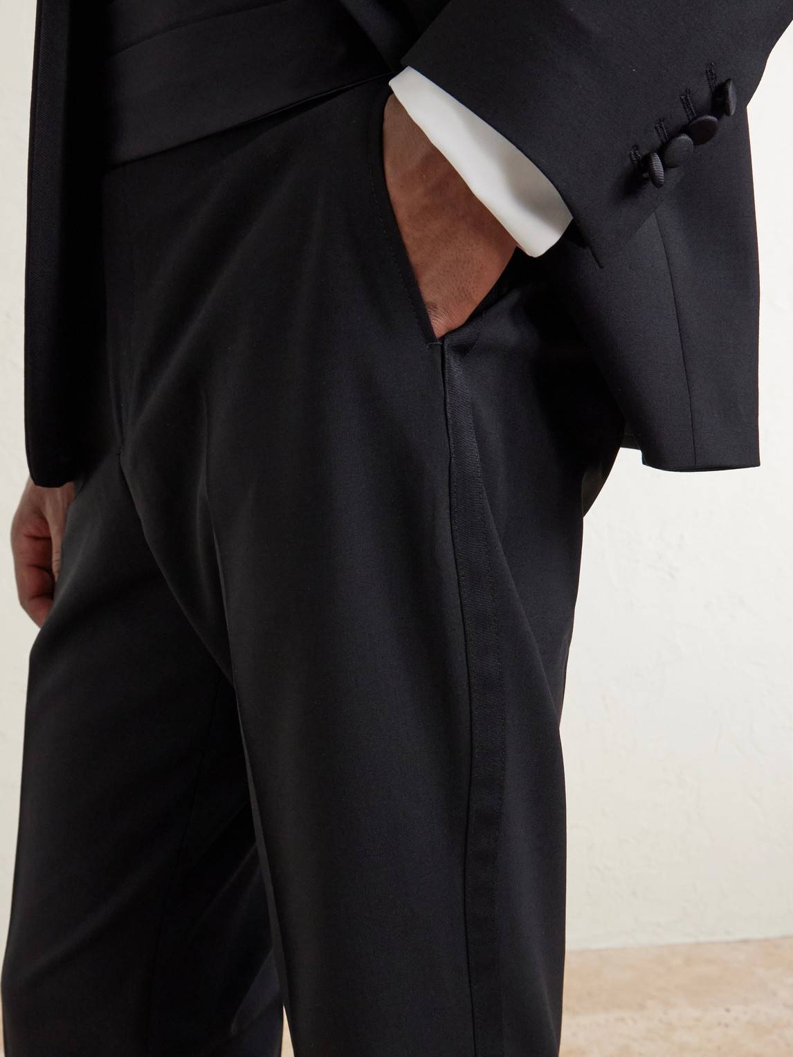 Straight-Leg Wool-Blend Tuxedo Trousers