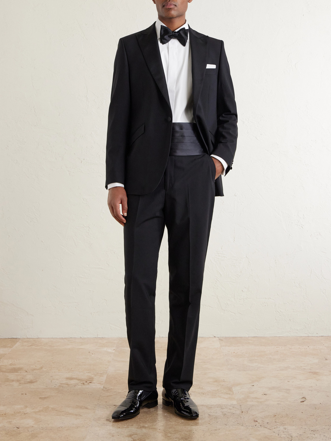 Straight-Leg Wool-Blend Tuxedo Trousers