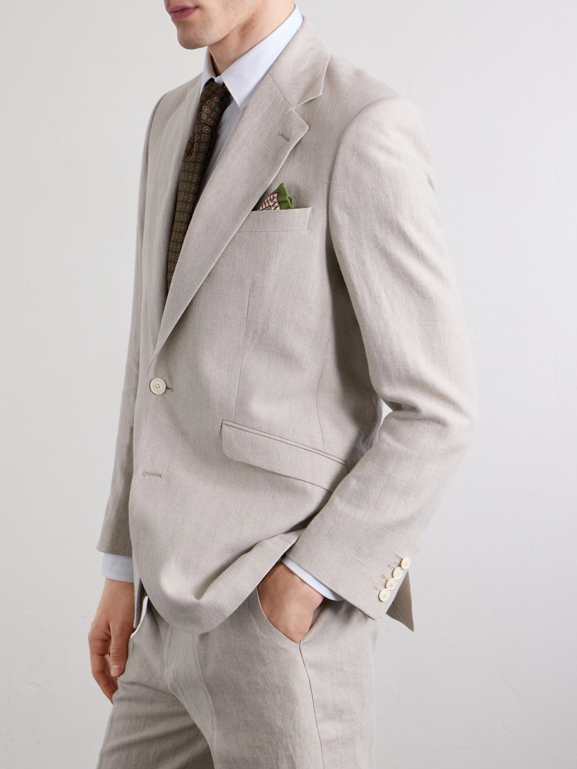  Favourbrook - Cooper Linen Suit Jacket - Men - Gray - Uk/us 36 