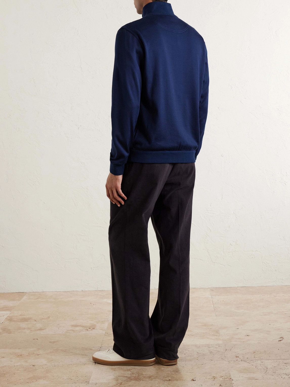 Cotton And Silk-Blend Zip-Up Sweater