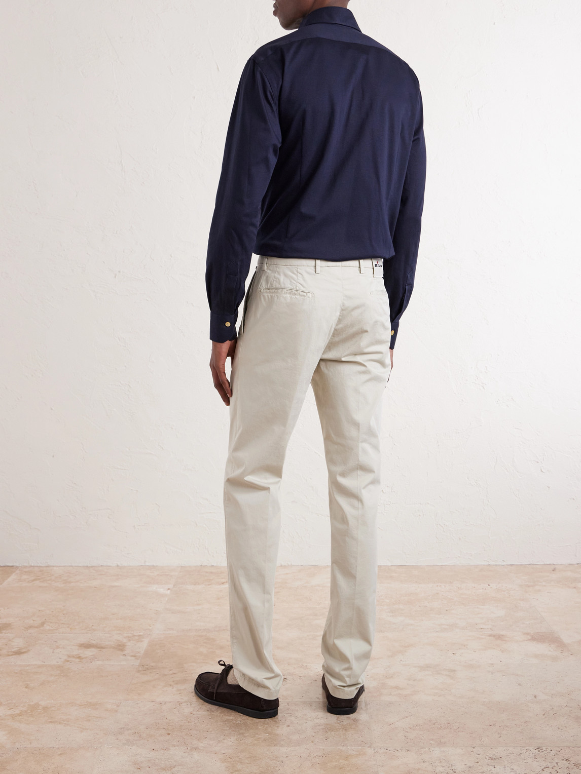 Straight-Leg Stretch-Cotton Trousers