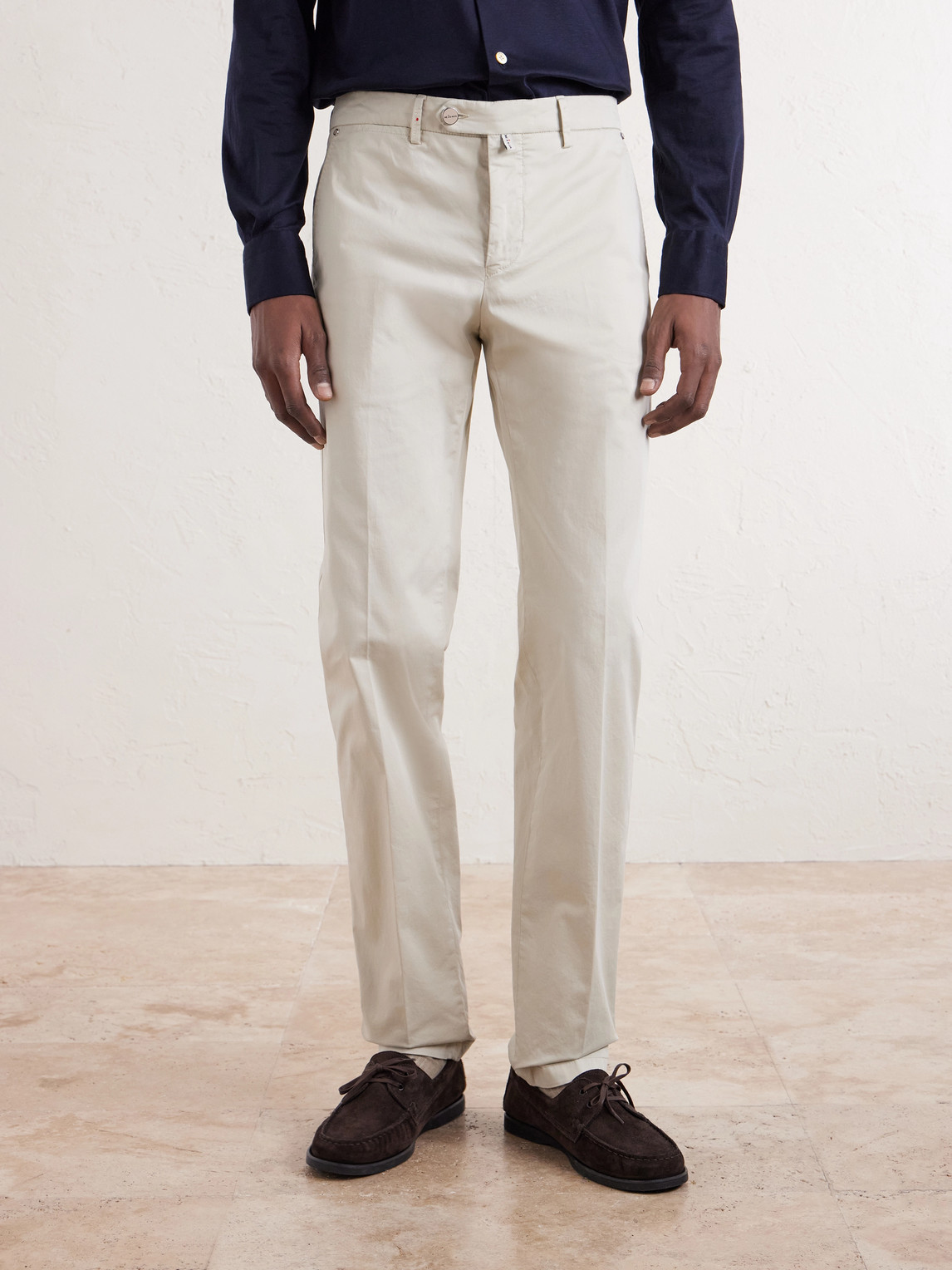 Straight-Leg Stretch-Cotton Trousers