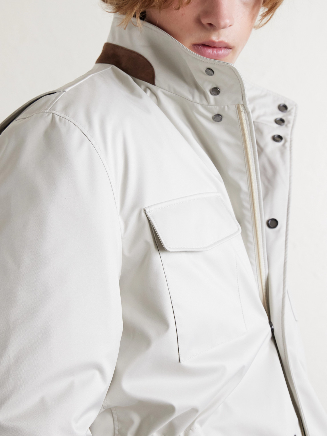Suede-Trimmed Shell Field Jacket