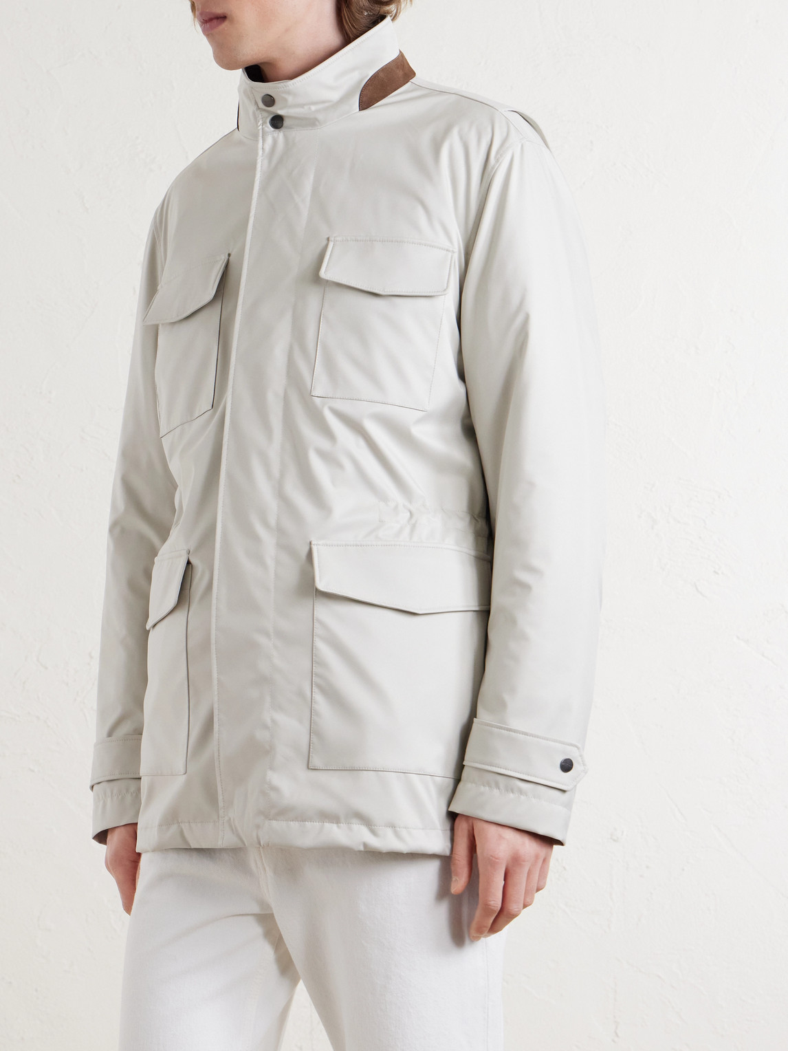 Suede-Trimmed Shell Field Jacket