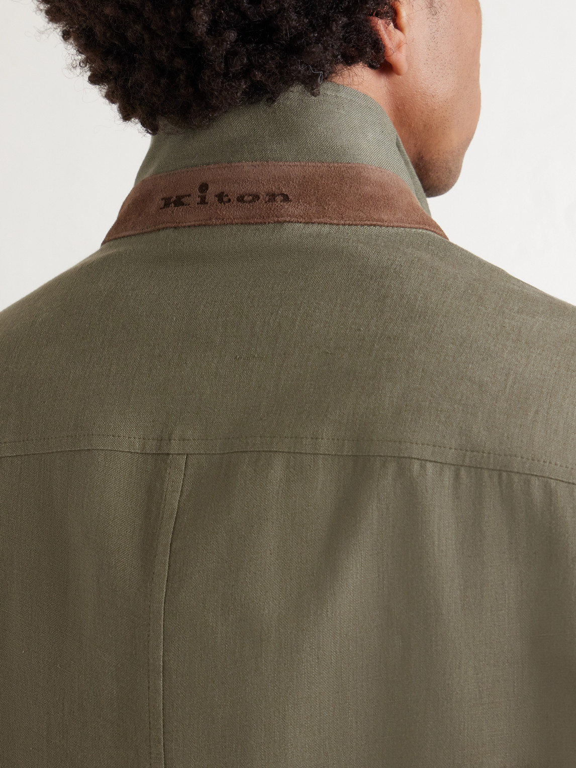 Suede-Trimmed Linen Field Jacket