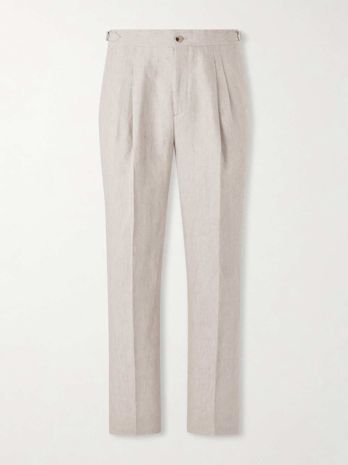 MR P. Straight-Leg Pleated Linen Trousers - Men