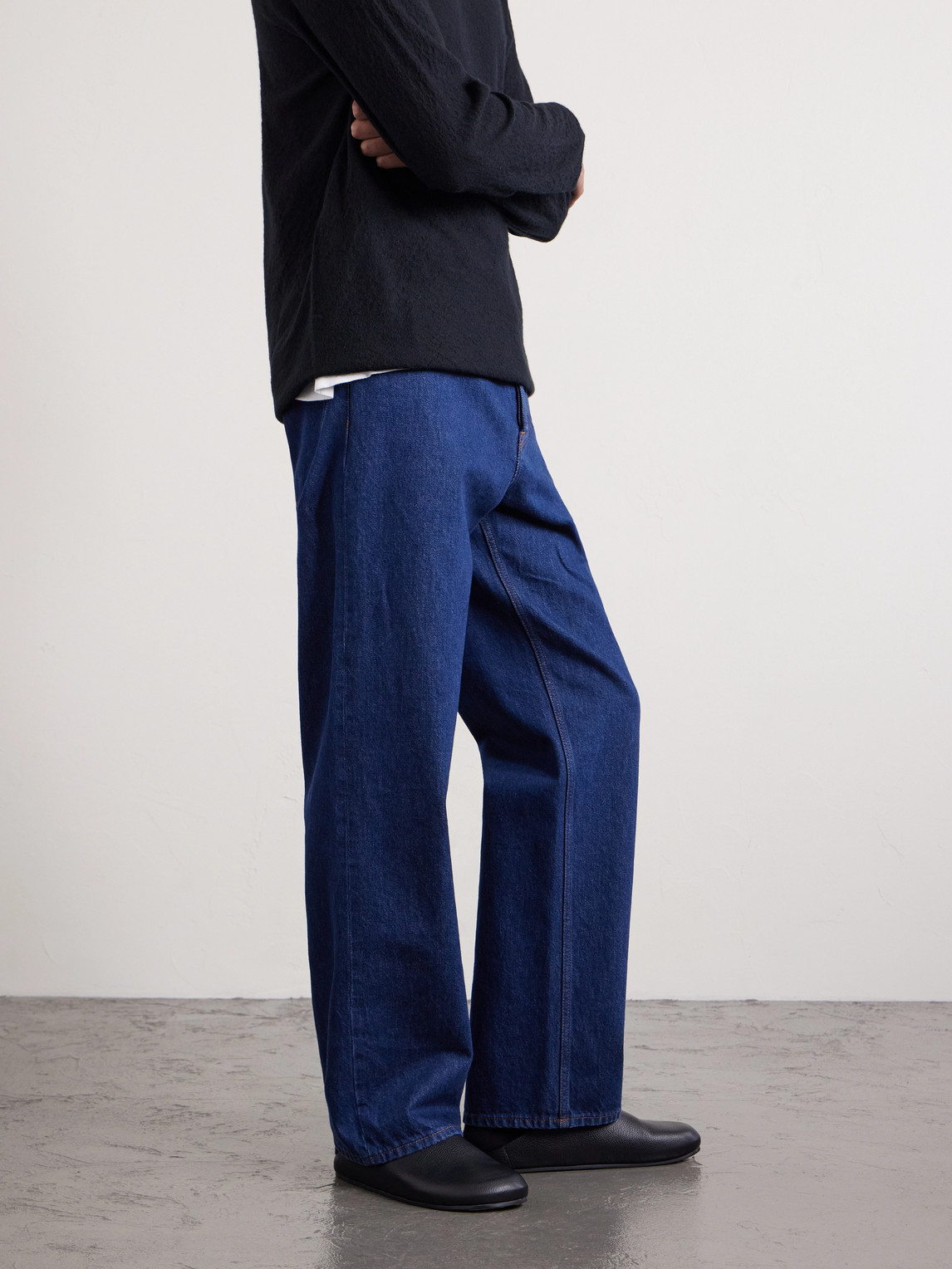 The Row Hudson Full-grain Slippers In Black