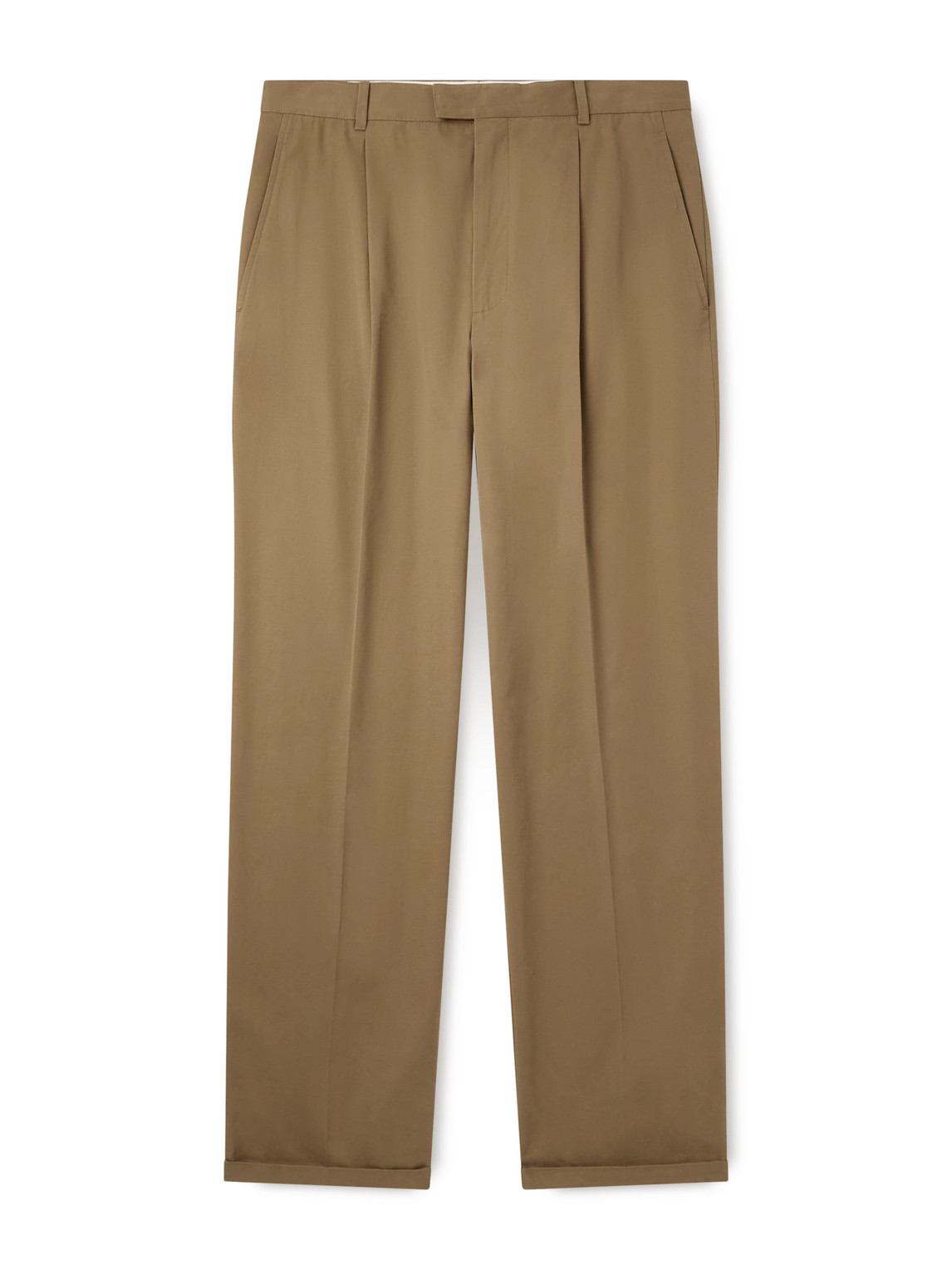 The Row Belamy Straight-leg Pleated Cotton And Cashmere-blend Gabardinetrousers In Brown
