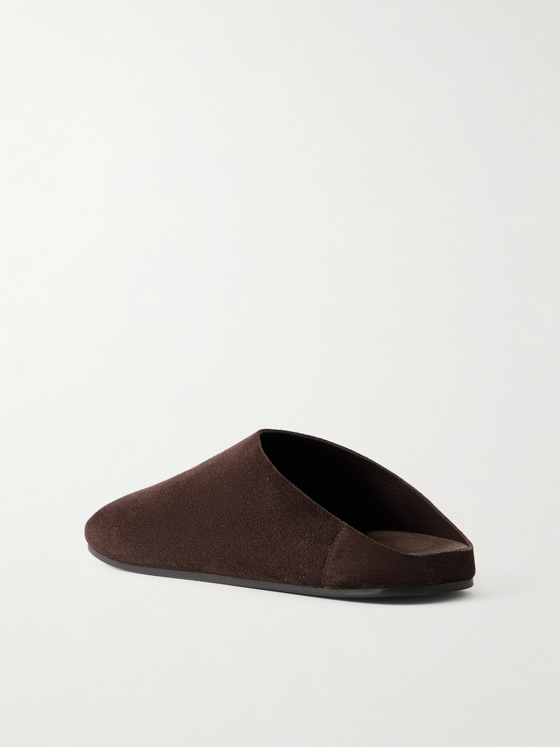 The Row Hudson Suede Slippers In Brown