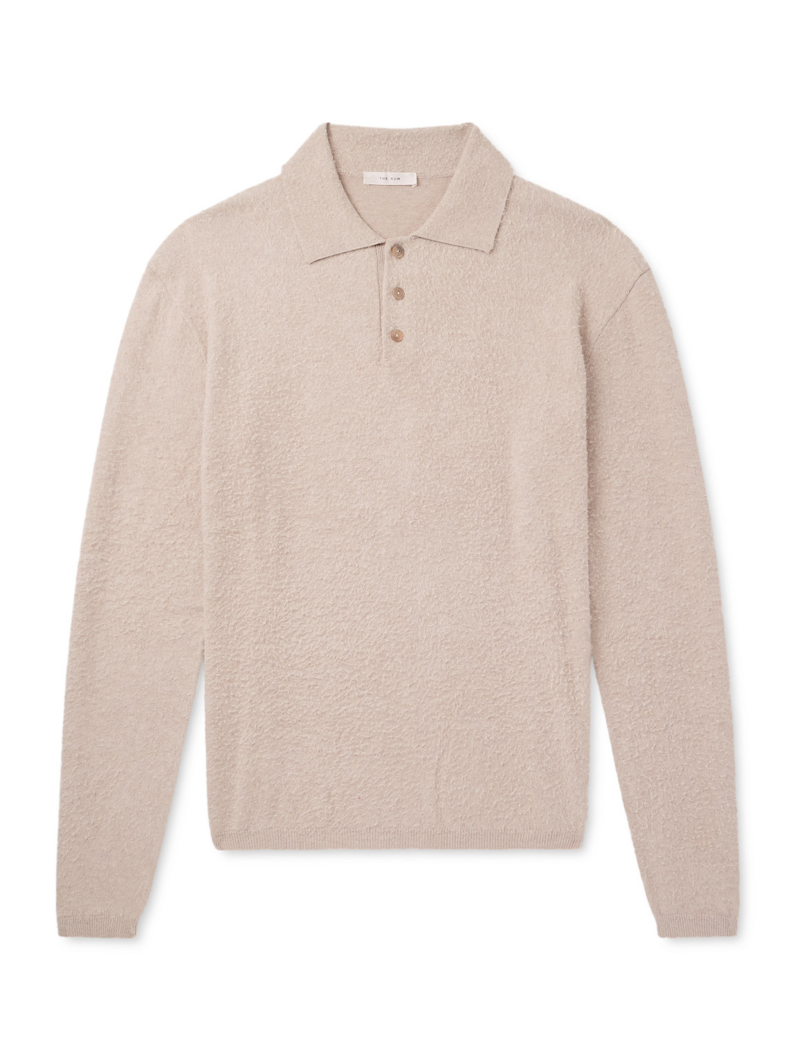 The Row Almot Brushed-cotton Polo Shirt In Neutral