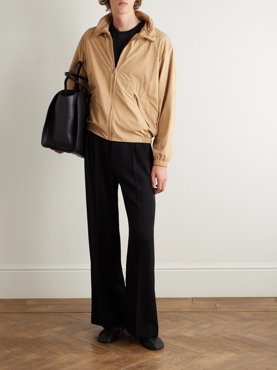 The Row Rhian Shell Bomber Jacket In Brown