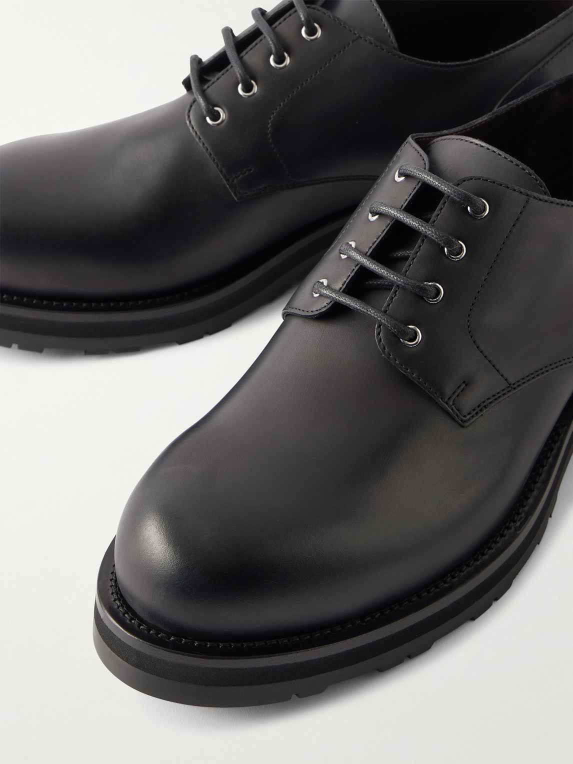 The Row Leather Derby Shoes In Black