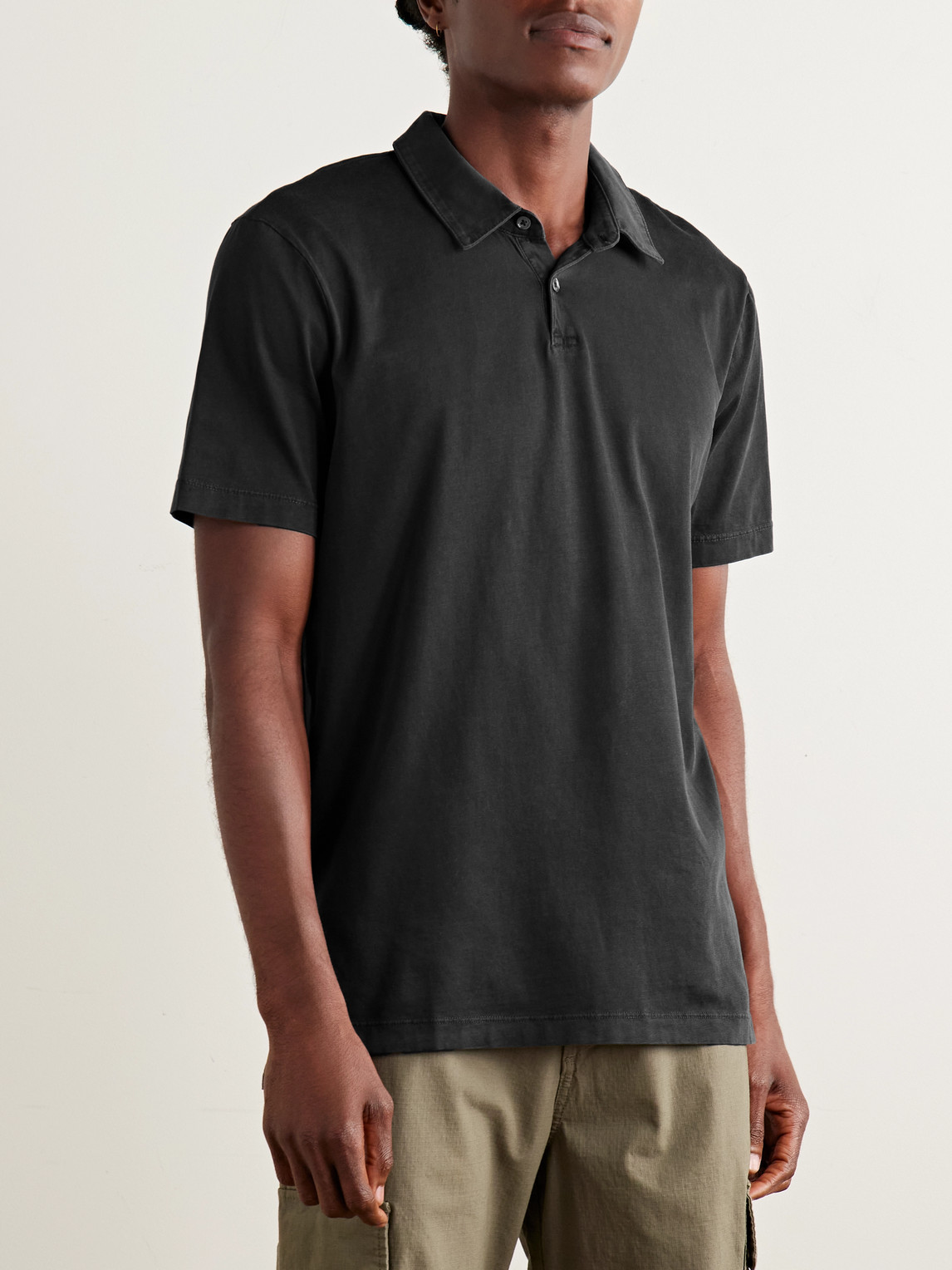 James Perse Supima Cotton-jersey Polo Shirt In Black