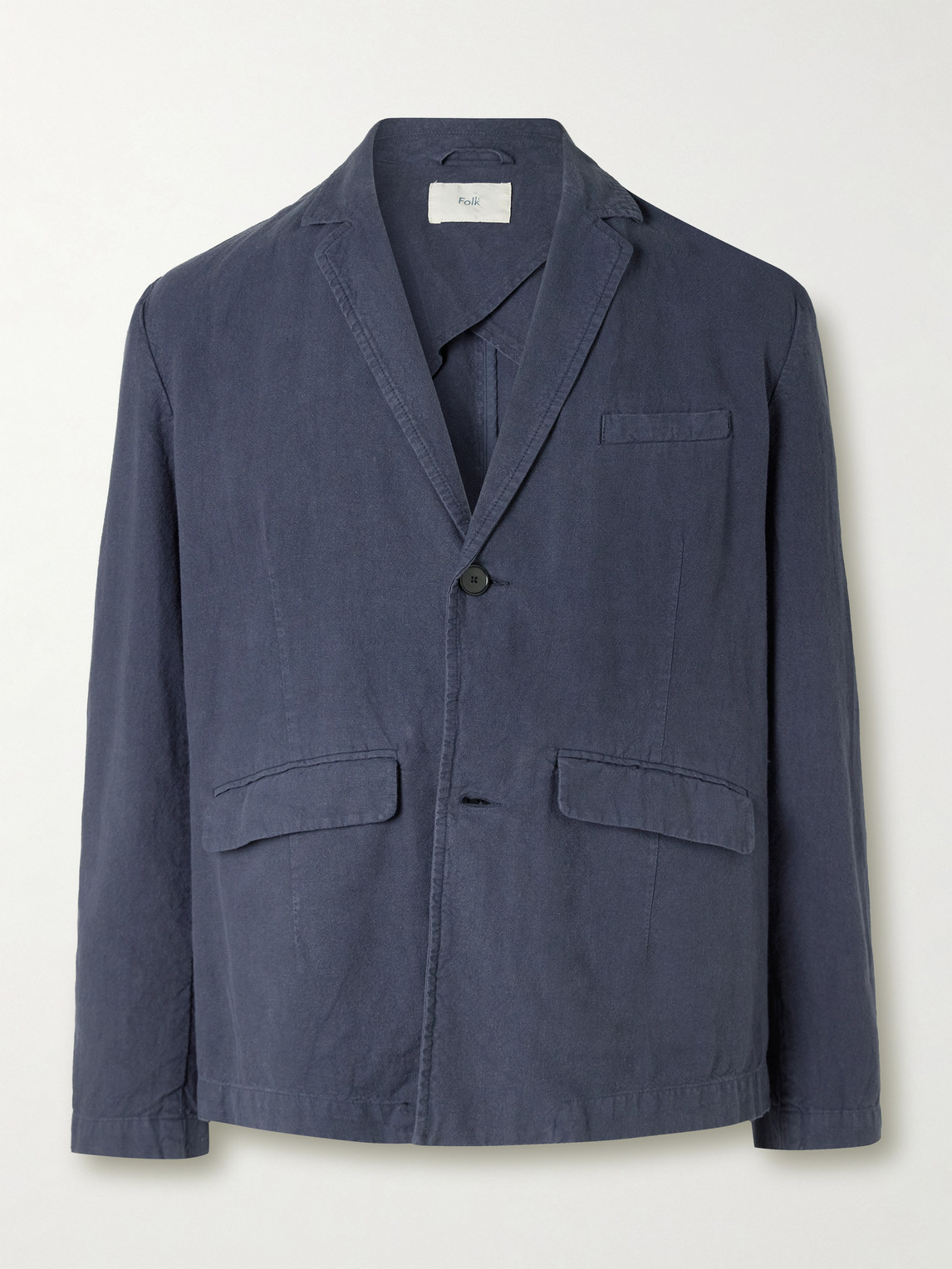Folk Lunar Linen And Cotton-blend Blazer In Blue