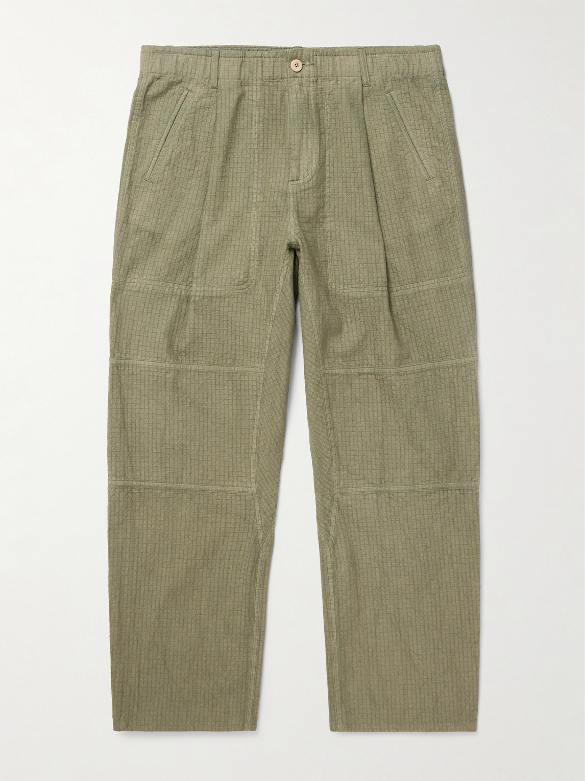 Folk Assembly Straight-leg Cotton-blend Ripstop Trousers In Green