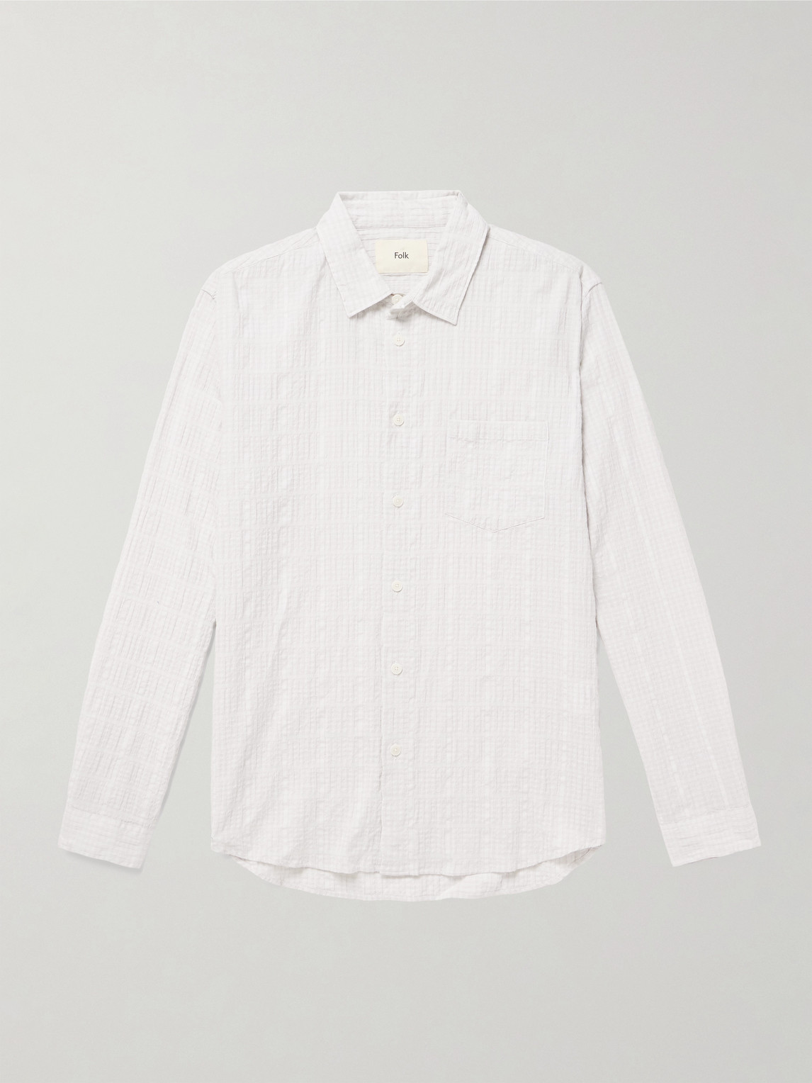 Folk Checked Cotton-blend Seersucker Shirt In Gray