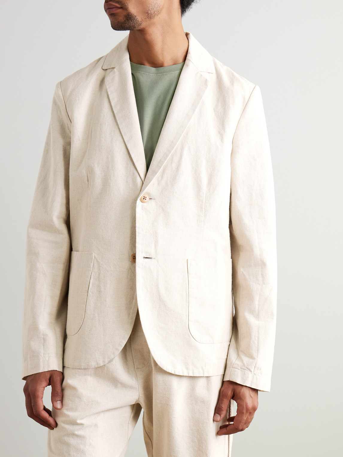  Folk - Cotton And Linen-blend Blazer - Men - Neutrals - Xs 