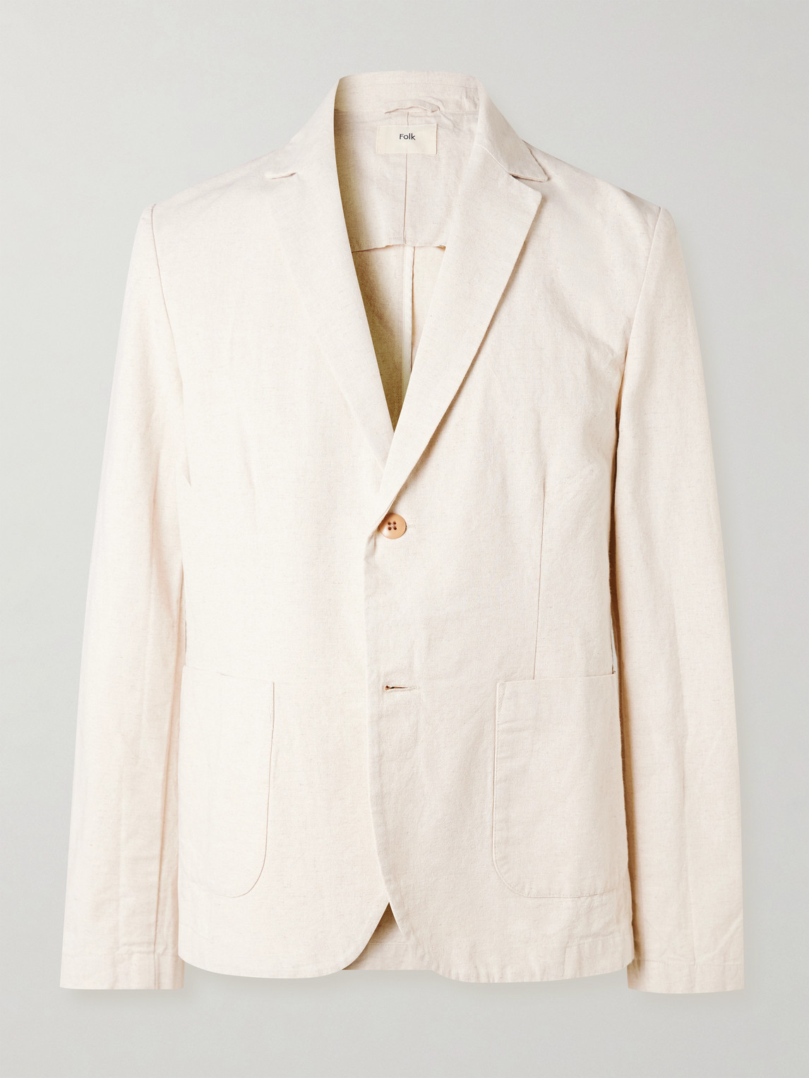 Folk Cotton And Linen-blend Blazer In Neutral