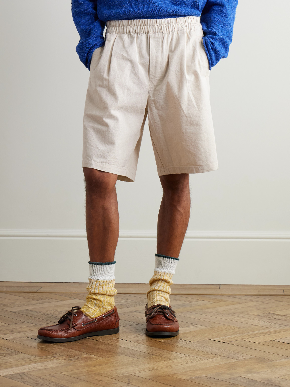  Folk - Assembly Linen And Cotton-blend Shorts - Men - Neutrals - Uk/us 32 