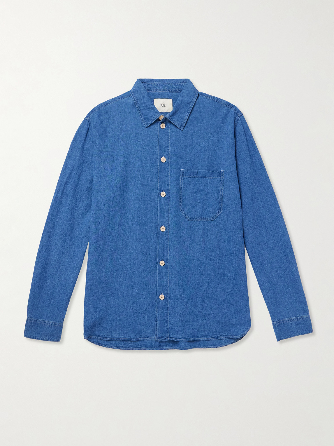 Folk Easy Fit Linen And Cotton-blend Shirt In Blue