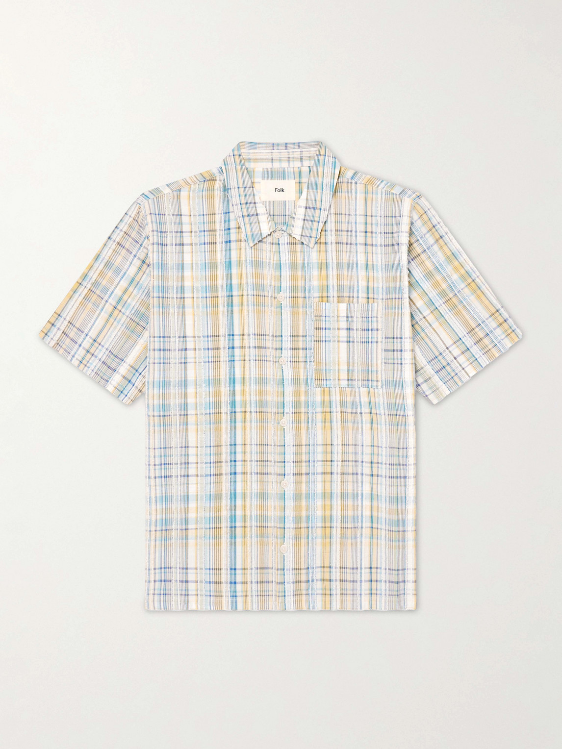 Folk Gabe Cotton-blend Seersucker Shirt In Multi