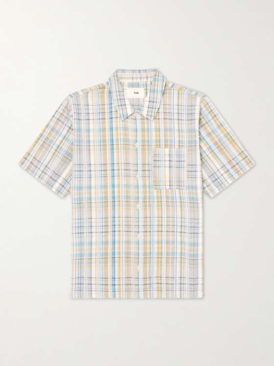 FOLK Gabe Cotton-Blend Seersucker Shirt
