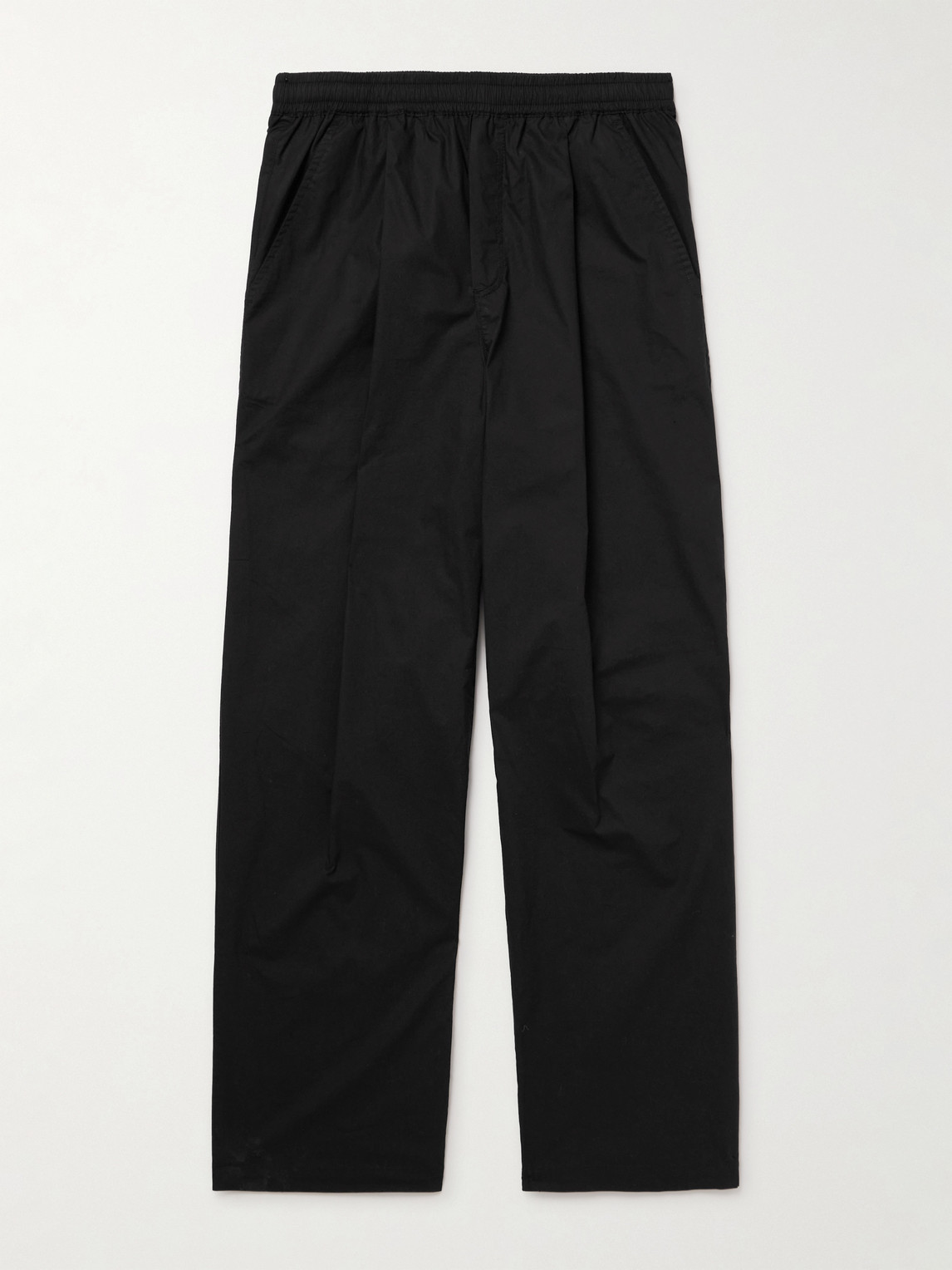 Folk Straight-leg Pleated Stretch Cotton-ripstop Trousers In Black