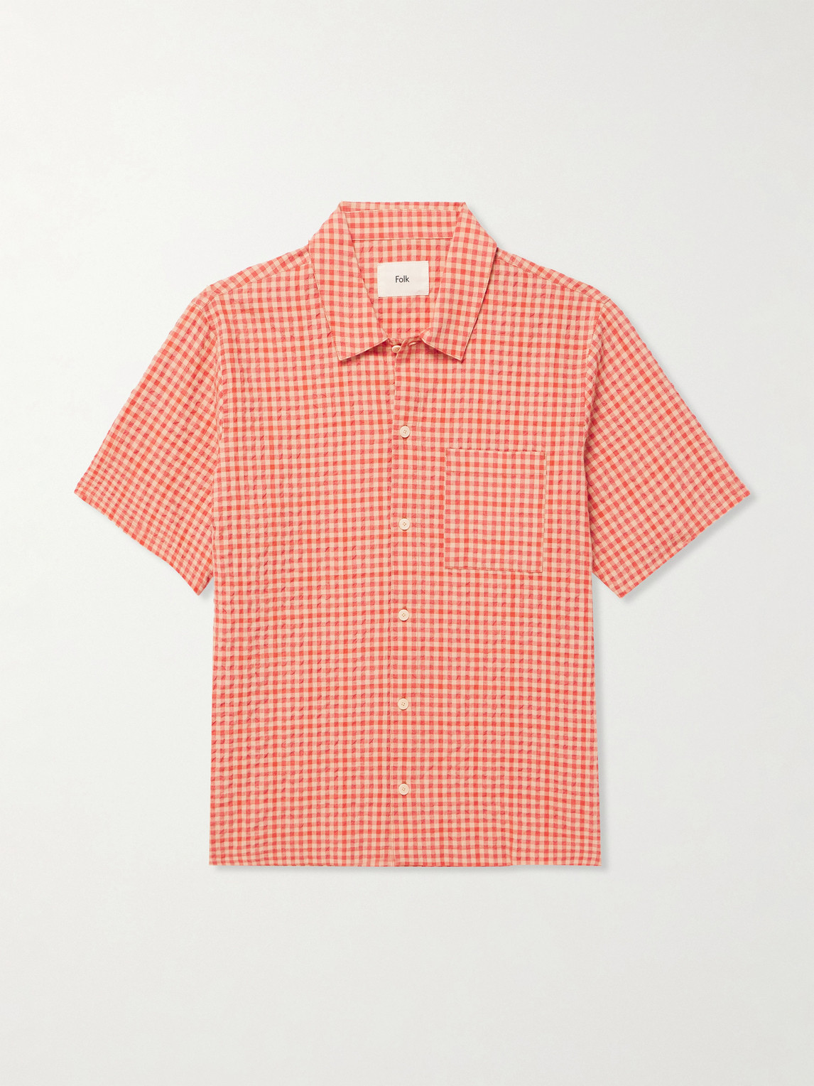 Folk Gabe Cotton-blend Seersucker Shirt In Red