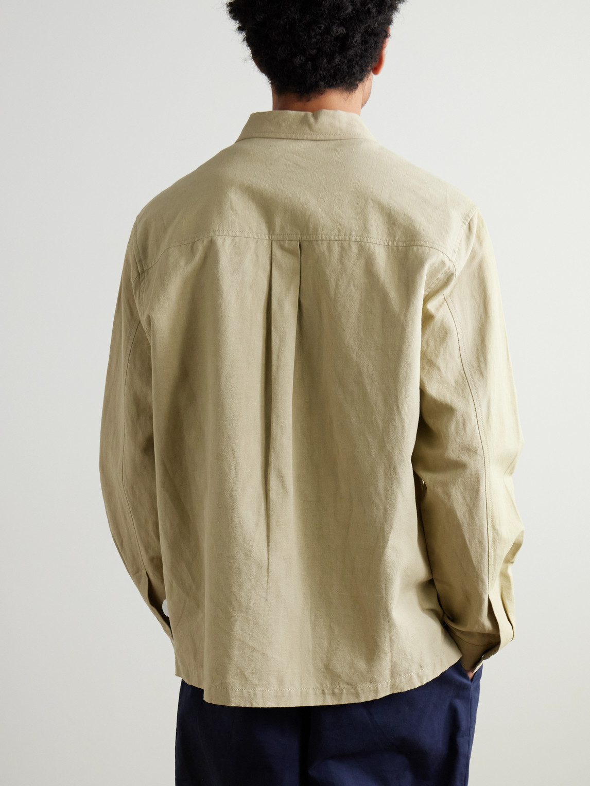  Folk - Patch Linen And Cotton-blend Overshirt - Men - Neutrals - Xs 
