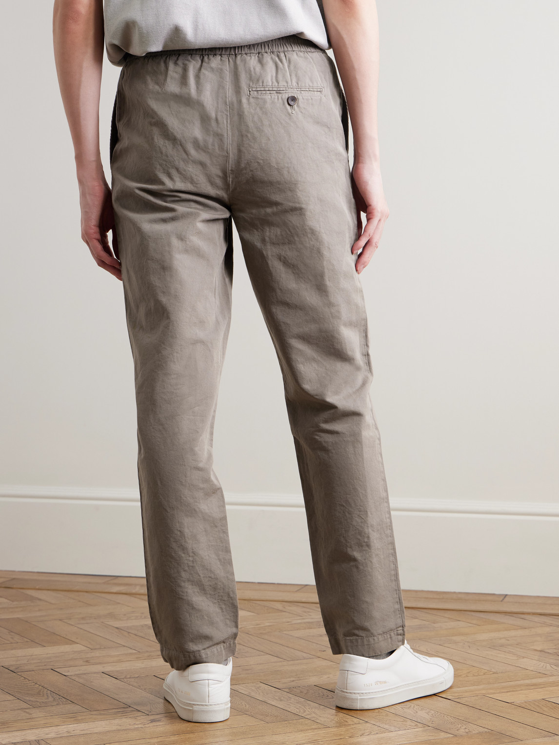 Mr P. - Straight-Leg Cotton And Linen-Blend Twill Drawstring Trousers