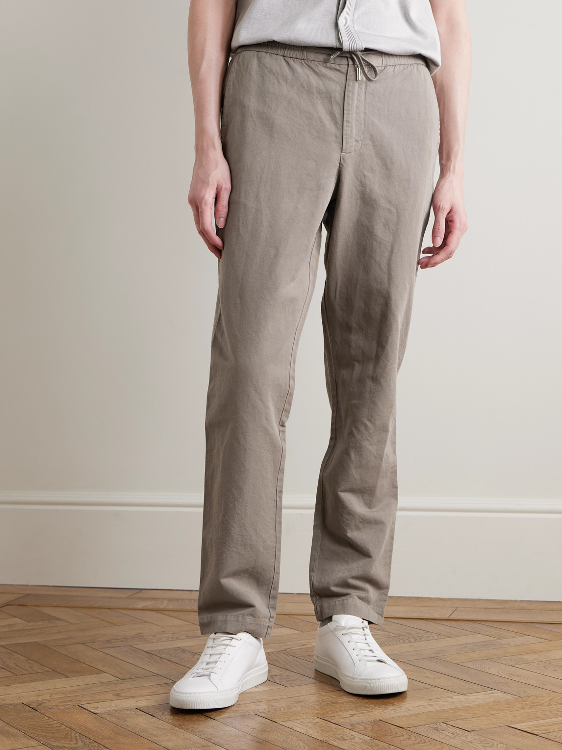 Mr P. - Straight-Leg Cotton And Linen-Blend Twill Drawstring Trousers