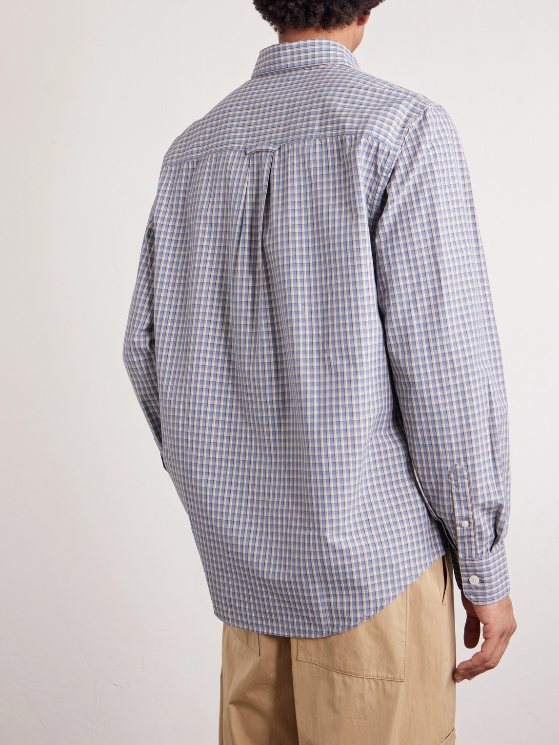  Nn07 - Colby 50024 Button-down Collar Checked Cotton Shirt - Men - Blue - S 