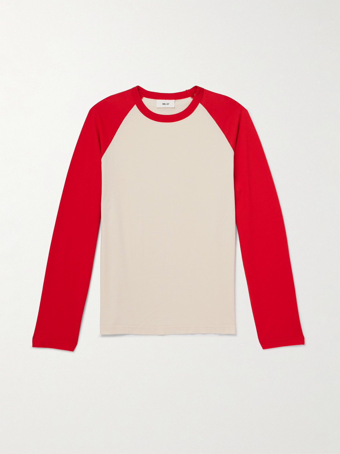 Nn07 Regie 3508 Two-tone Organic Cotton-jersey T-shirt In Red