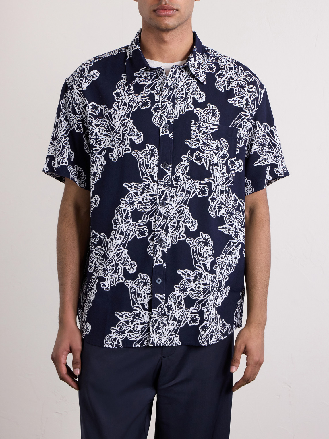  Nn07 - Deon Print 50055 Shirt - Men - Blue - S 