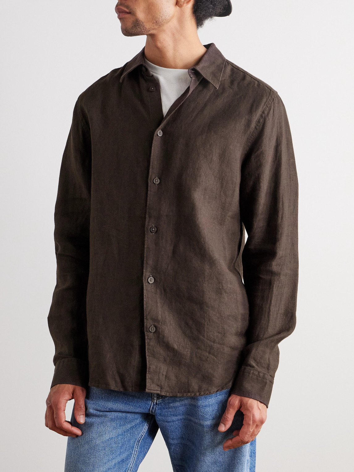  Nn07 - Enzo 5708 Linen Shirt - Men - Brown - M 