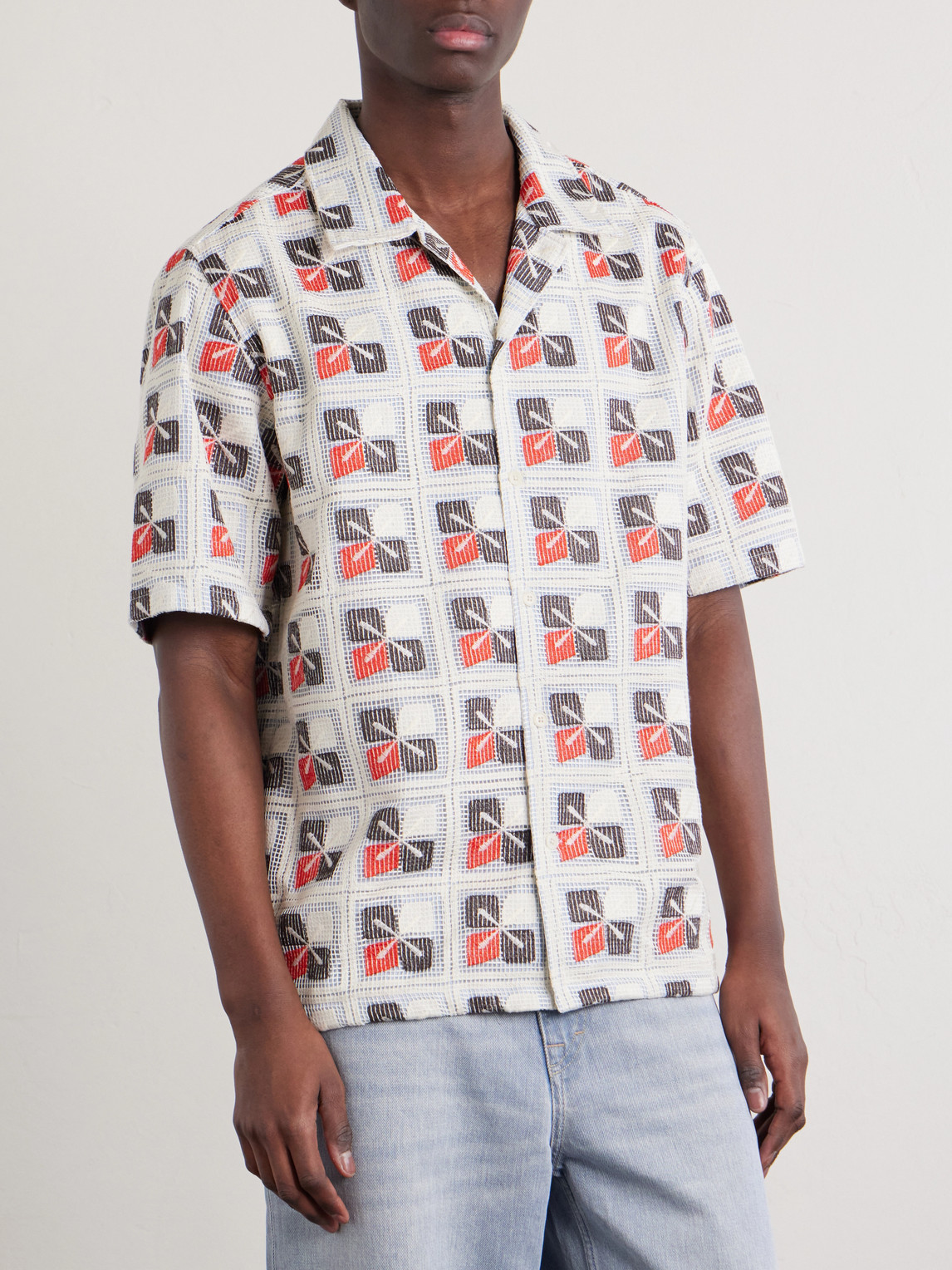  Nn07 - Julio Camp-collar Embroidered Voile Shirt - Men - Multi - L 