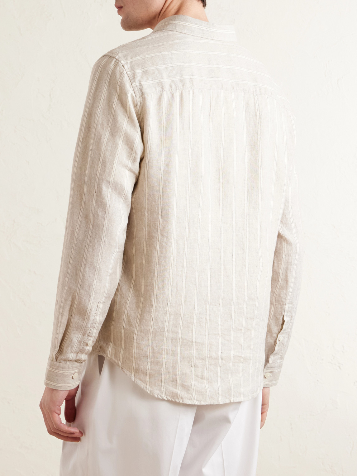  Nn07 - Enzo 5728 Striped Linen Shirt - Men - Neutrals - M 