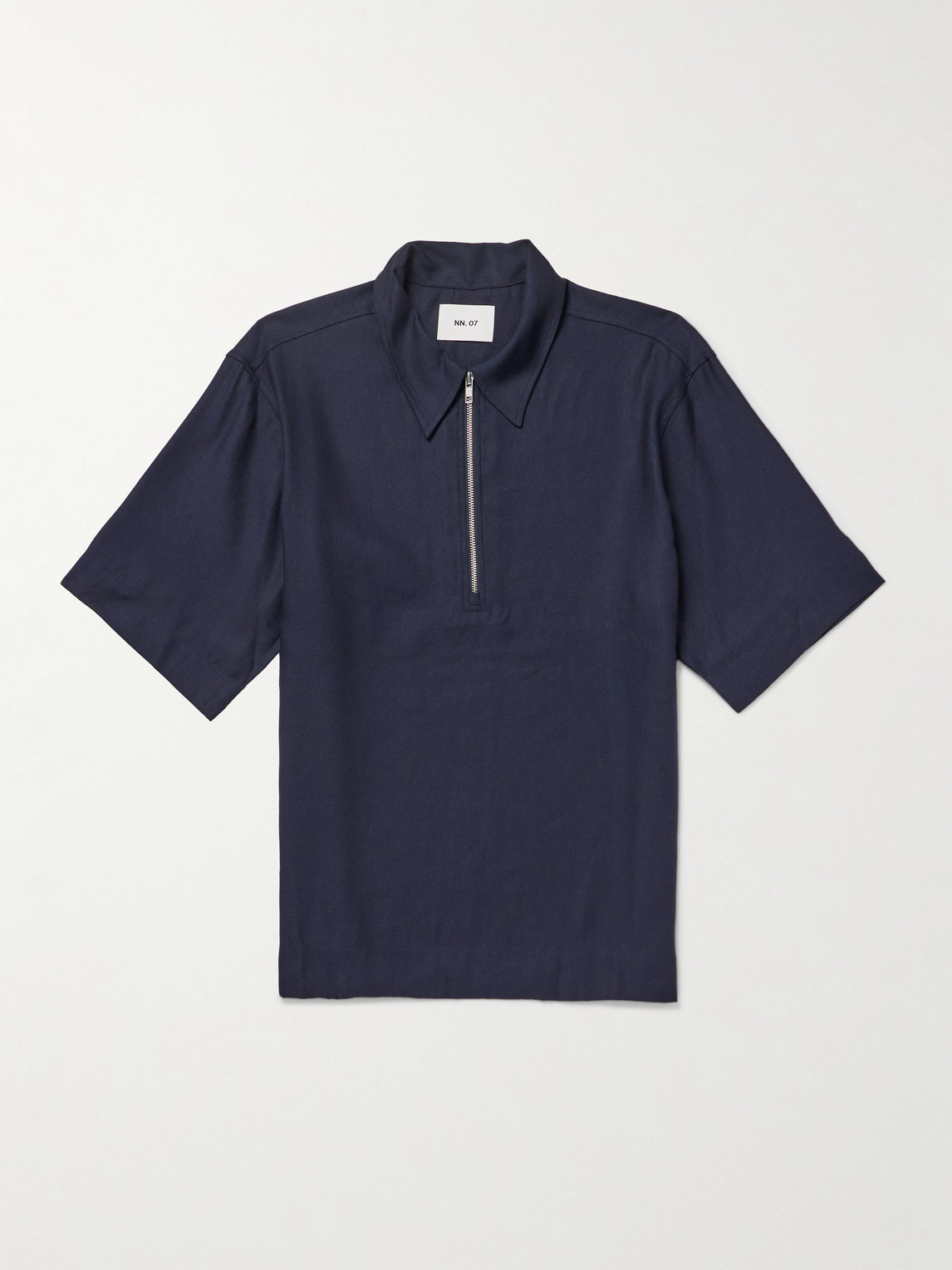 NN07 Bruno 1808 LENZING™ ECOVERO™ and Linen-Blend Half-Zip Polo Shirten