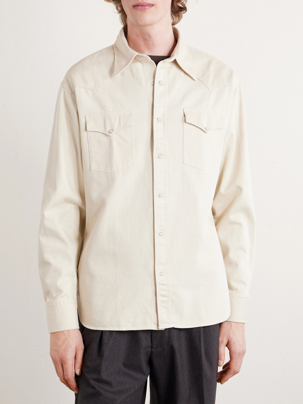  Nn07 - Ricky 50015 Denim Western Shirt - Men - Neutrals - S 
